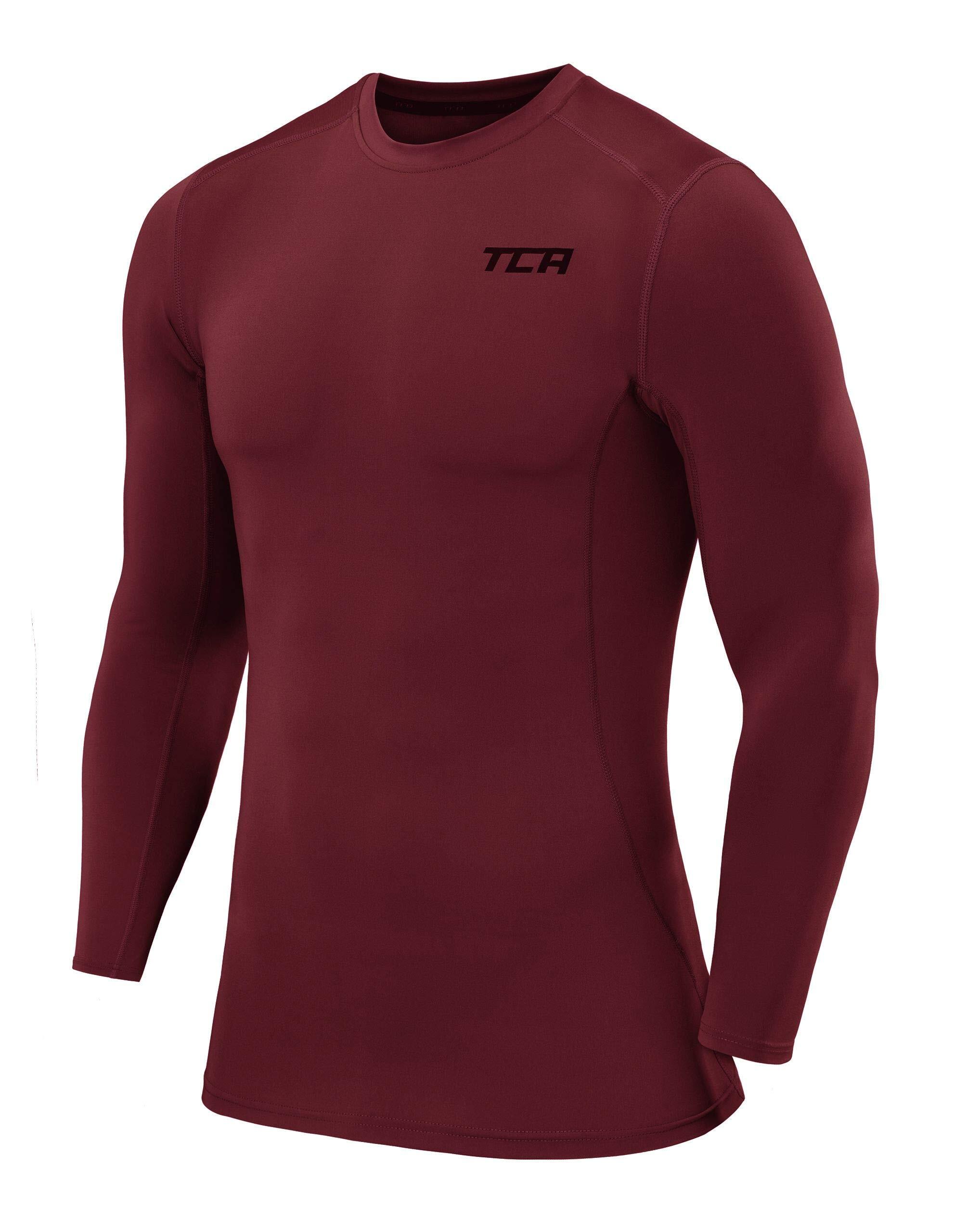TCA Men's Power Base Layer Compression Long Sleeve Top - Cabernet