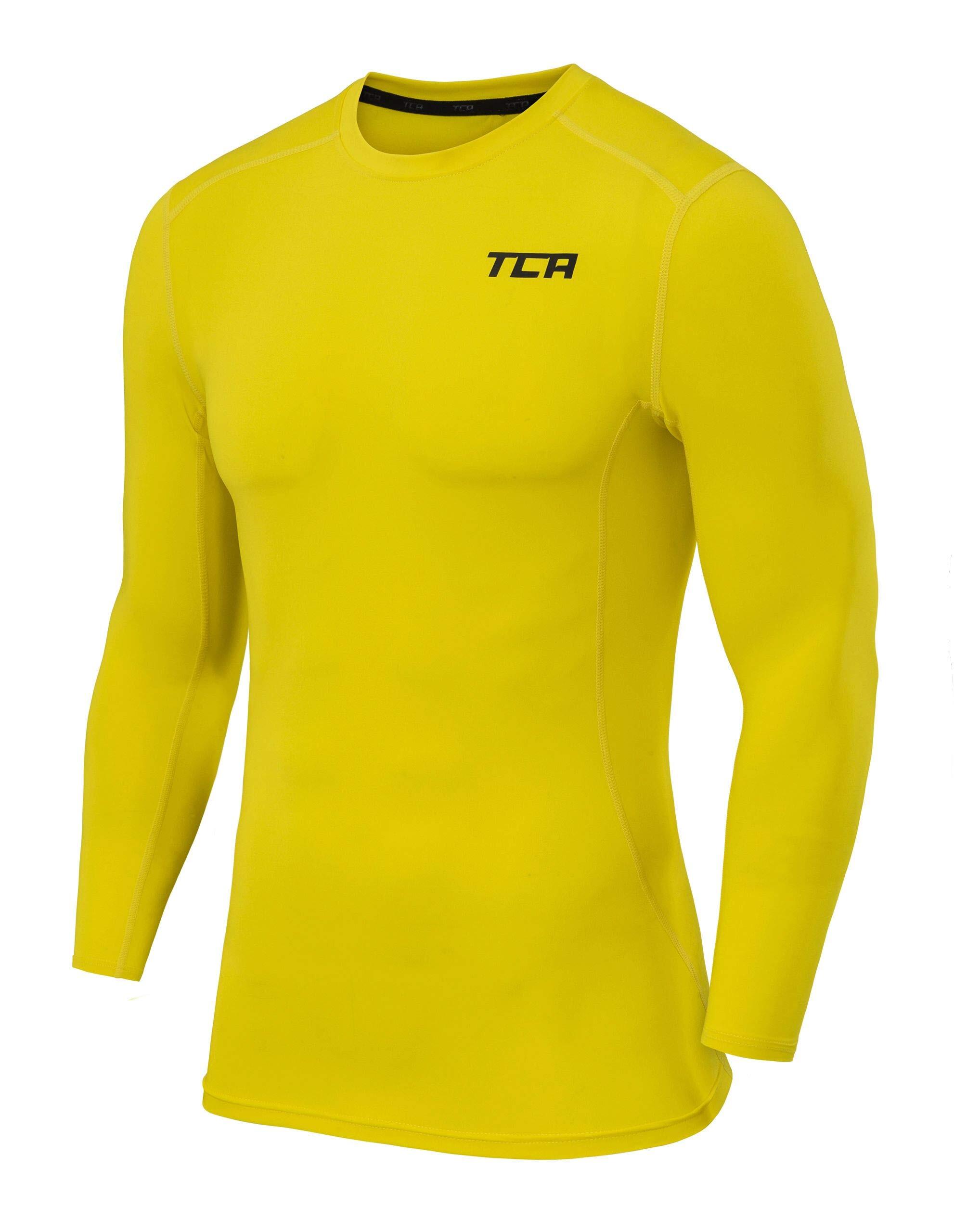 TCA Men's Power Base Layer Compression Long Sleeve Top - Sonic Yellow
