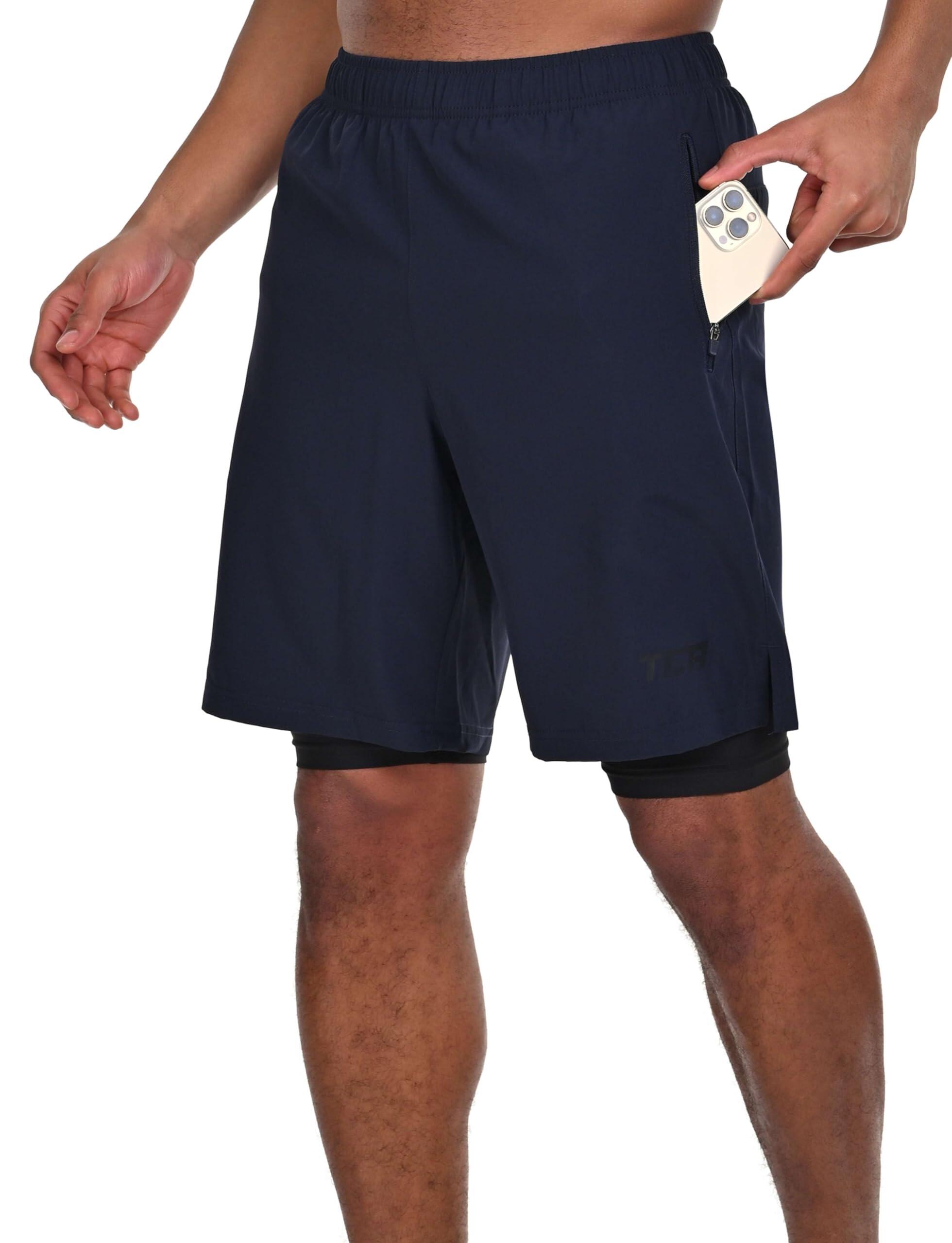 Men's Ultra 2-in-1 Running Shorts with Zip Pockets - Navy/Black 4/7
