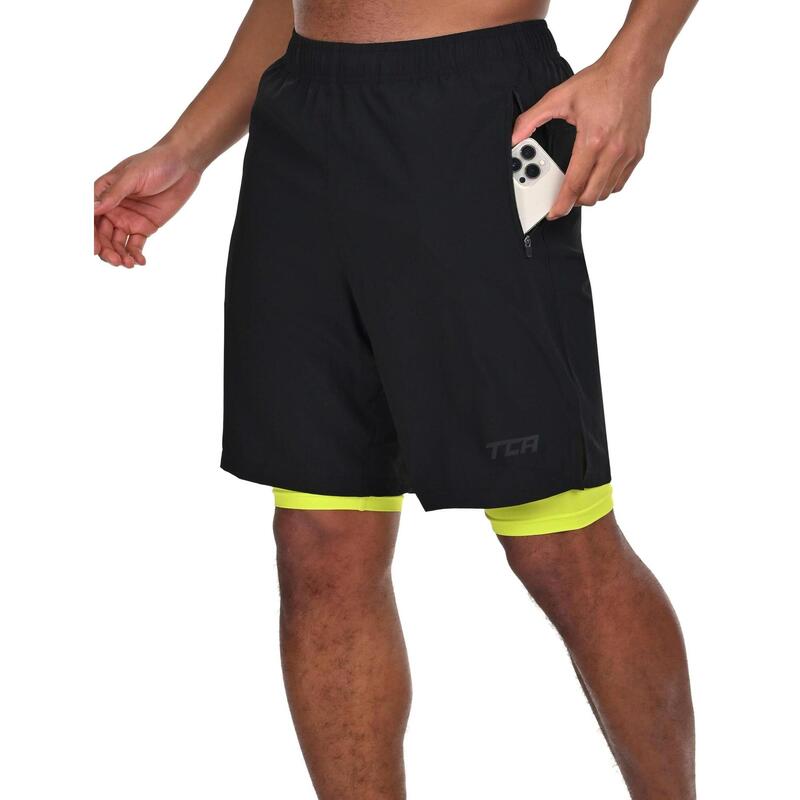 Short Ultra 2 en 1 avec collant et poche zippée pour homme