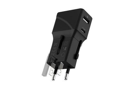 Wereldstekker - Wereldwijd Gebruik - Quick Charge - Zwart