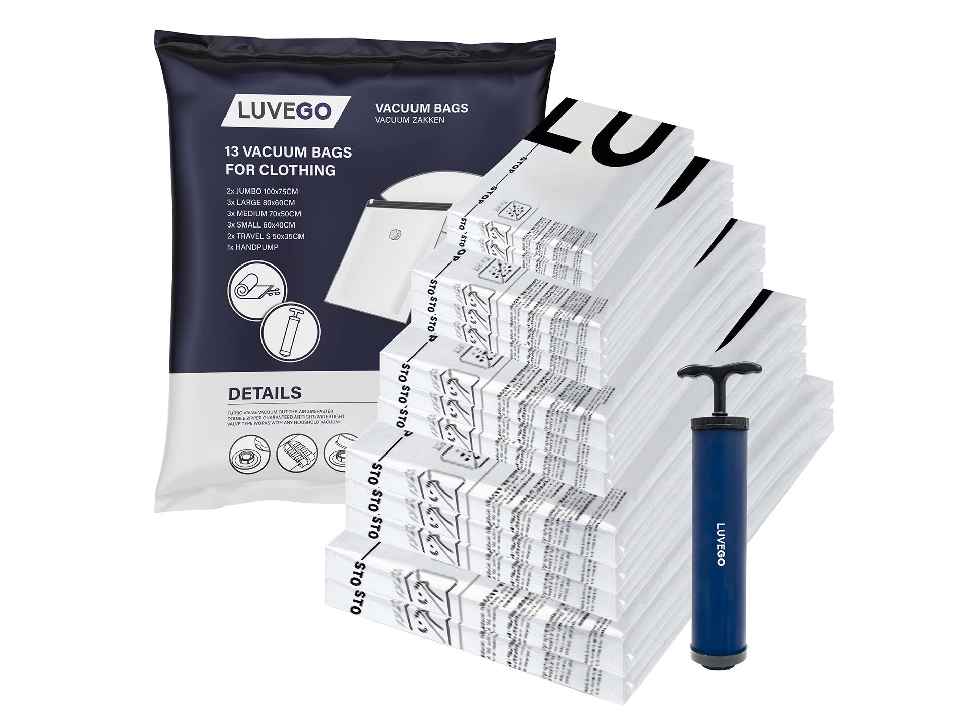 LUVEGO Luvego Vacuum Bags Clothes & Duvets - 14 Pieces / 5 Sizes - Travel Bags Vacuum