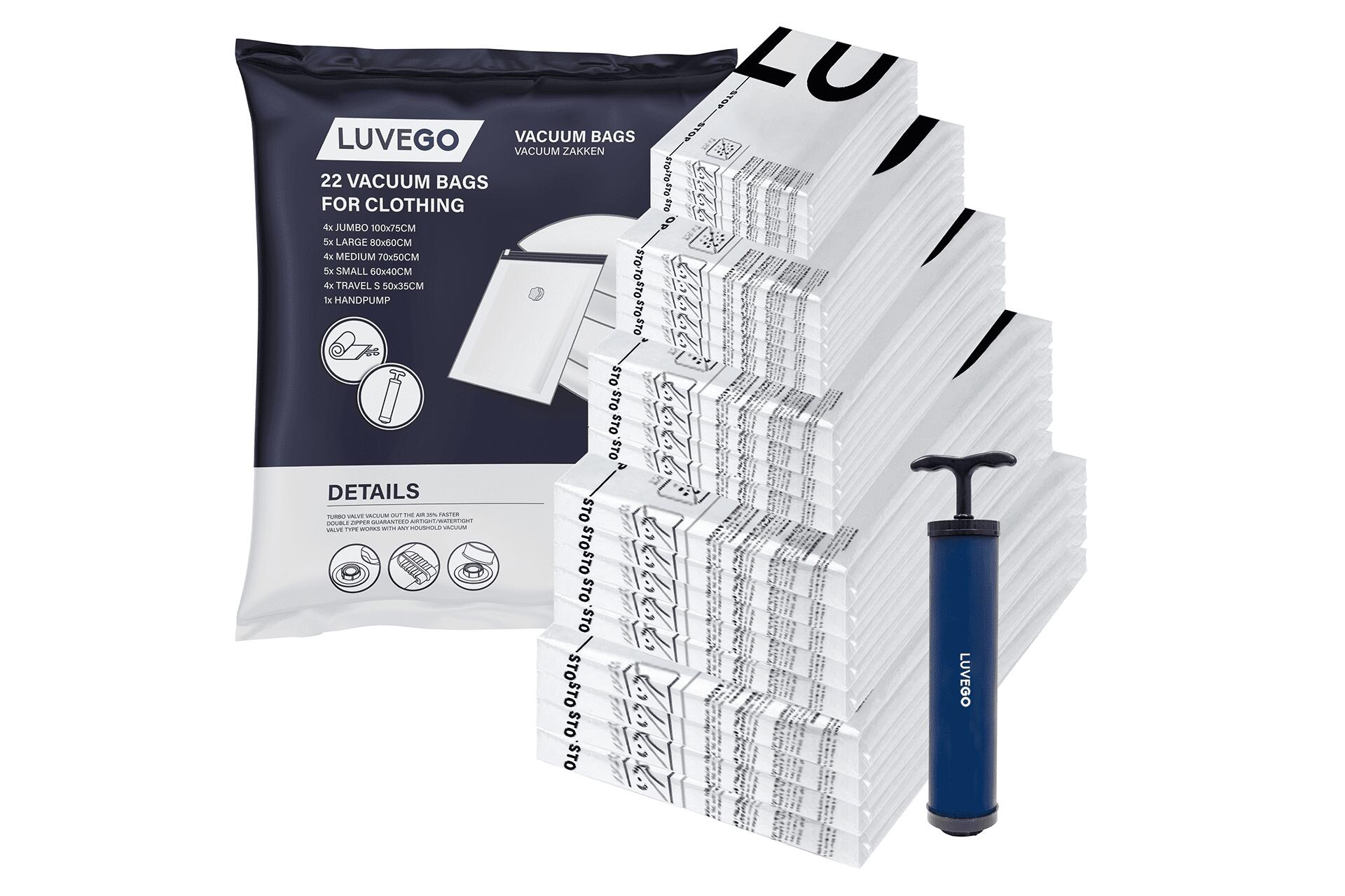 LUVEGO Vacuum Bags Clothes & Duvets - 23 Stück / 5 Größen - Travel Bags Vacuum Storage