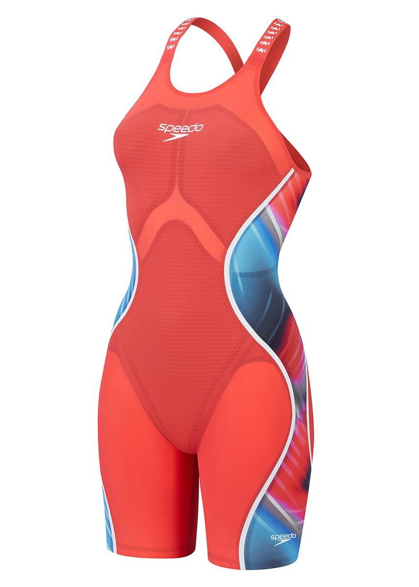 Speedo Fastskin LZR Pure Intent 2.0 con Espalda Cerrada y Rodillas - Rojo / Azul 3/5