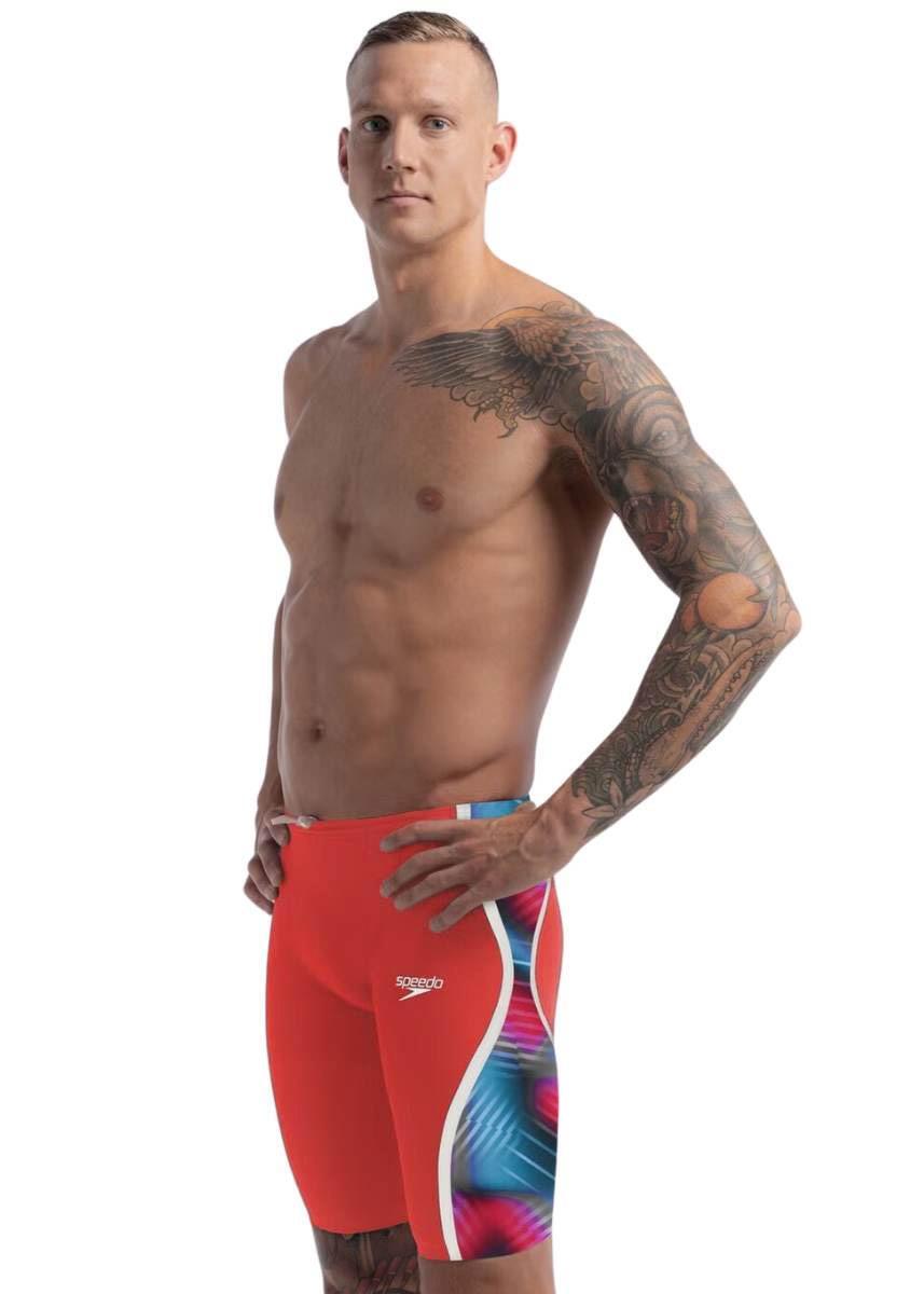 Speedo fastskin lzr pure intent 2.0 jammer - vermelho flamejante / azul picton
