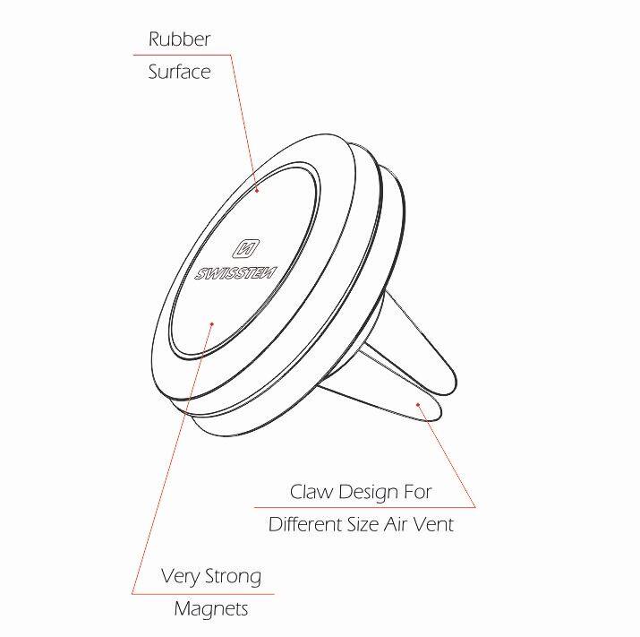 Suporte Swissten Magnetic Car Holder Air Vent S-Grip AV-M4 3/5