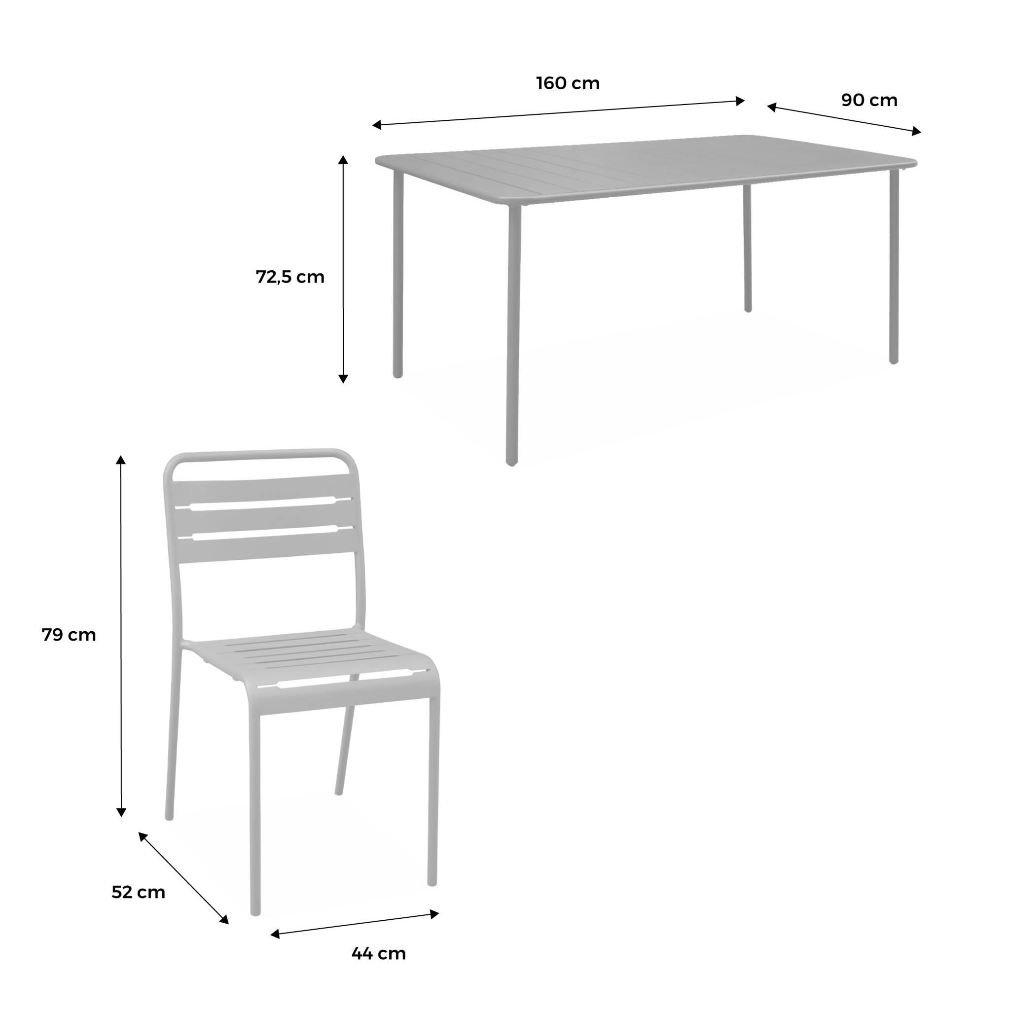 Mesa de jardim em metal com 6 cadeiras, Antracite 5/6