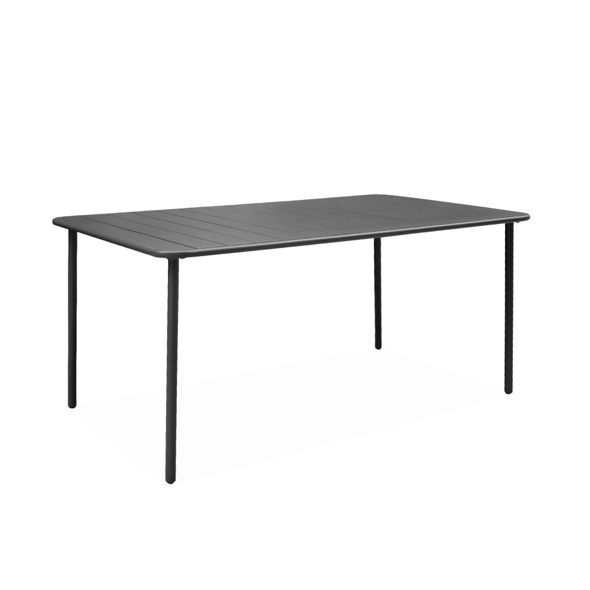 Mesa de jardim em metal com 6 cadeiras, Antracite 6/6