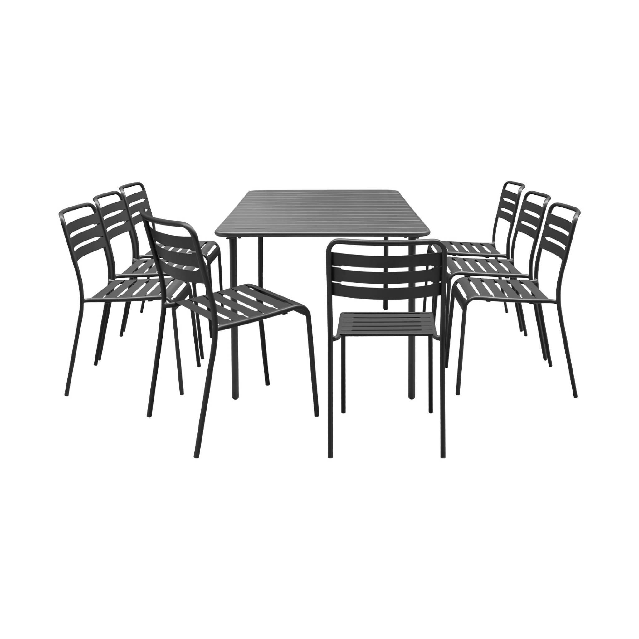 Mesa de jardim com 8 cadeiras de metal, Antracite 2/6