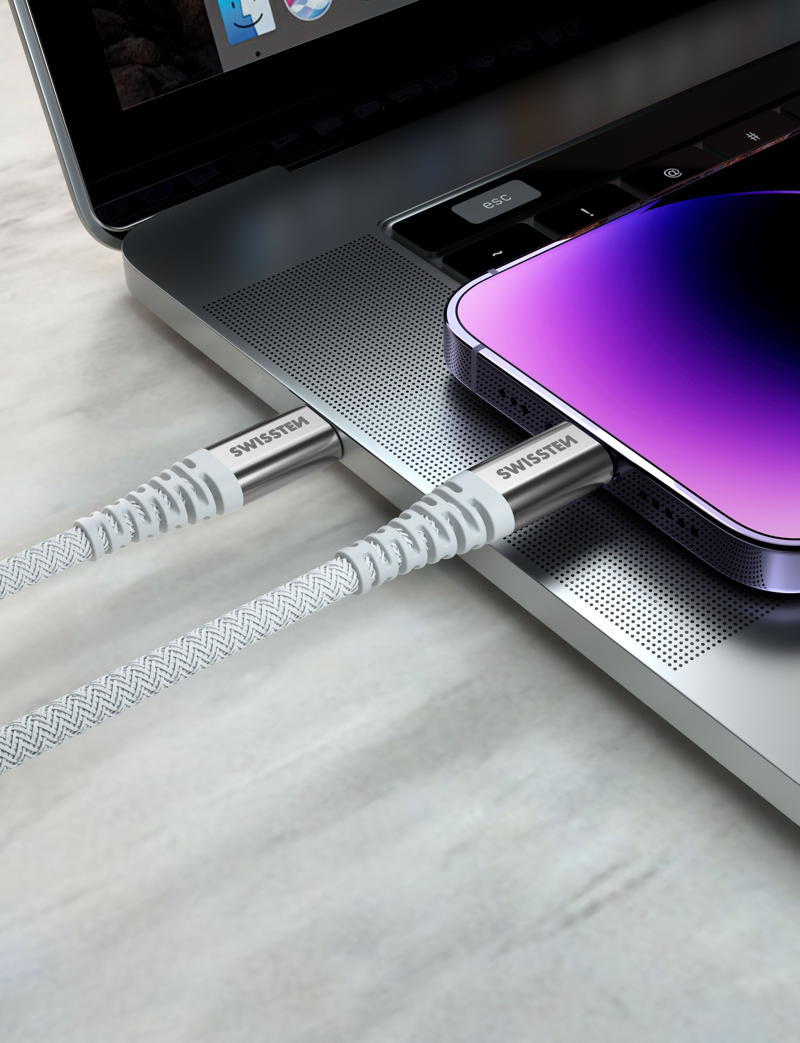 Cabo Swissten Kevlar USB-C - USB 1.5m branco 6/6