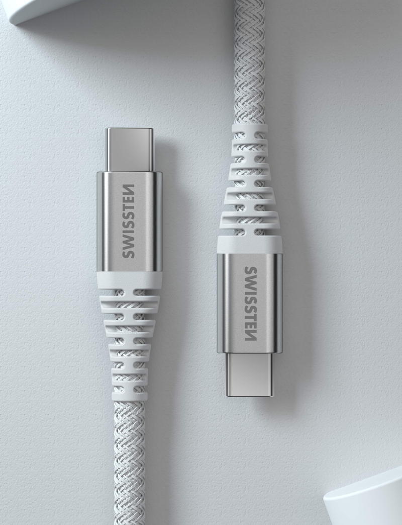 Cabo Swissten Kevlar USB-C - USB-C 1.5m branco 5/6