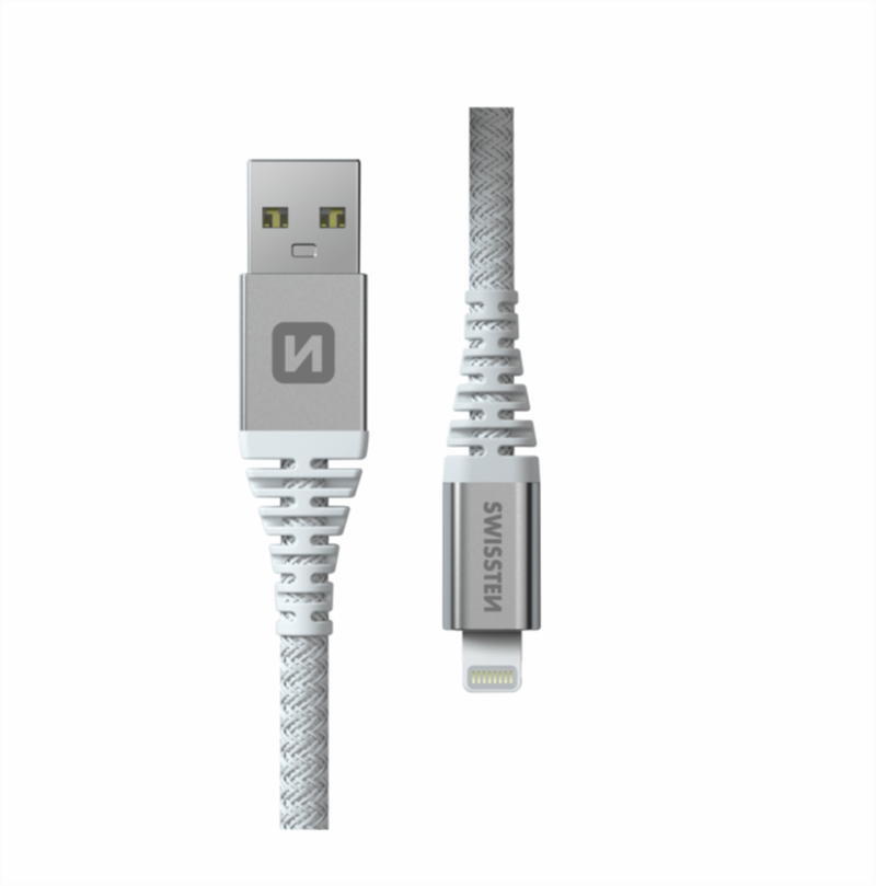 Cabo swissten kevlar usb - lightning 1.5m branco