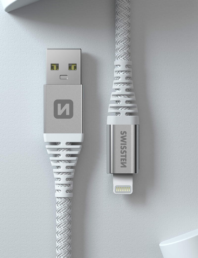 Cabo Swissten Kevlar USB - Lightning 1.5m branco 5/6