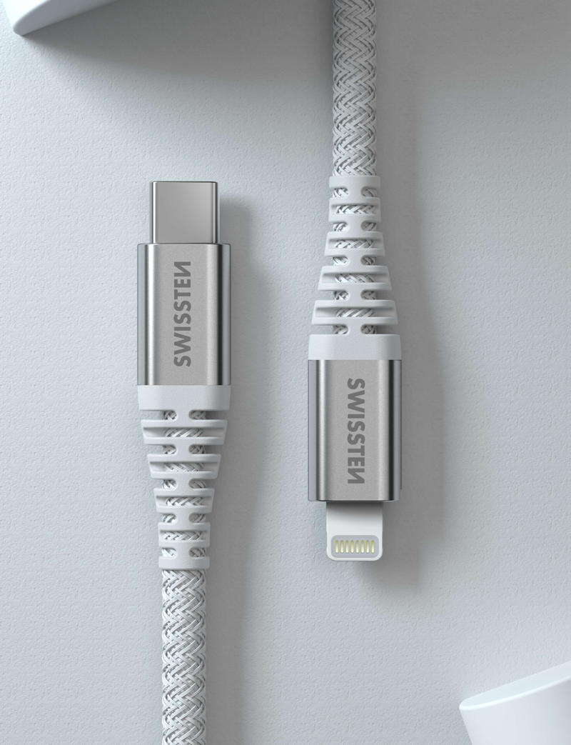 Cabo Swissten Kevlar USB-C - Lightning 1.5m branco 5/6