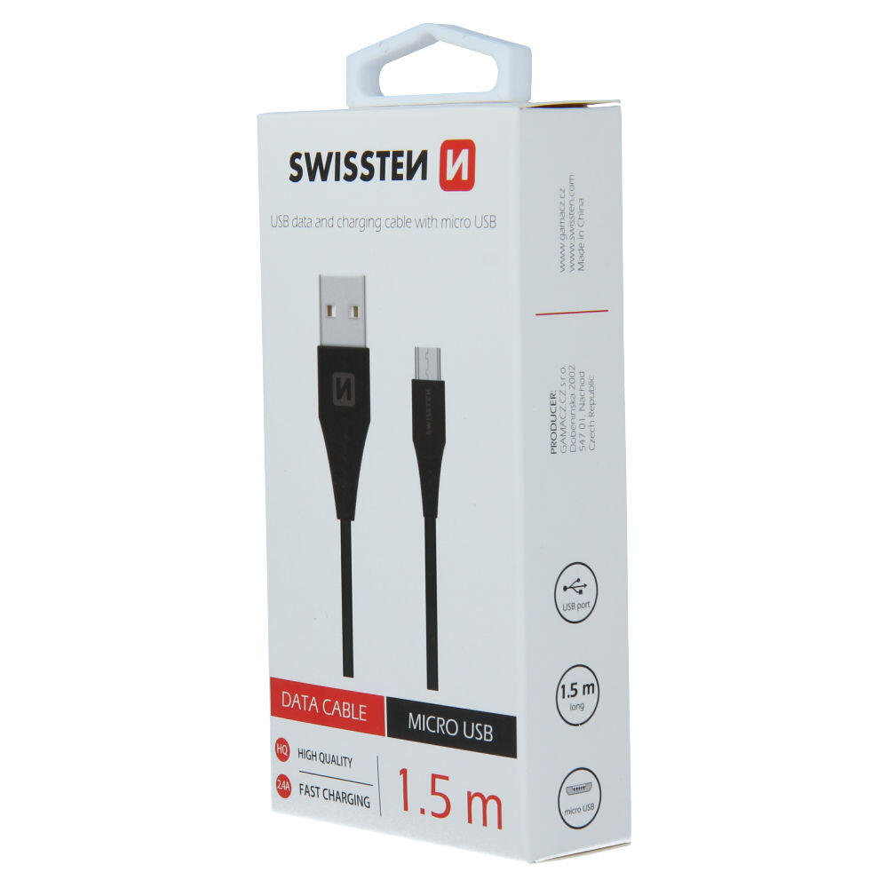 Cabo Swissten USB - microUSB preto - 1.5m 2/3