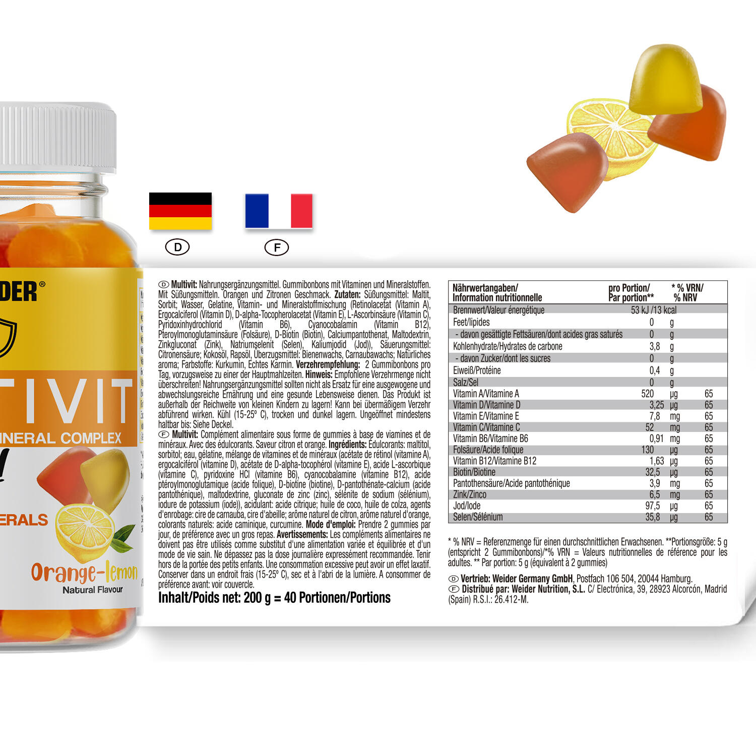 Weider Multivit Gummies (80) Orange & Lemon 5/7