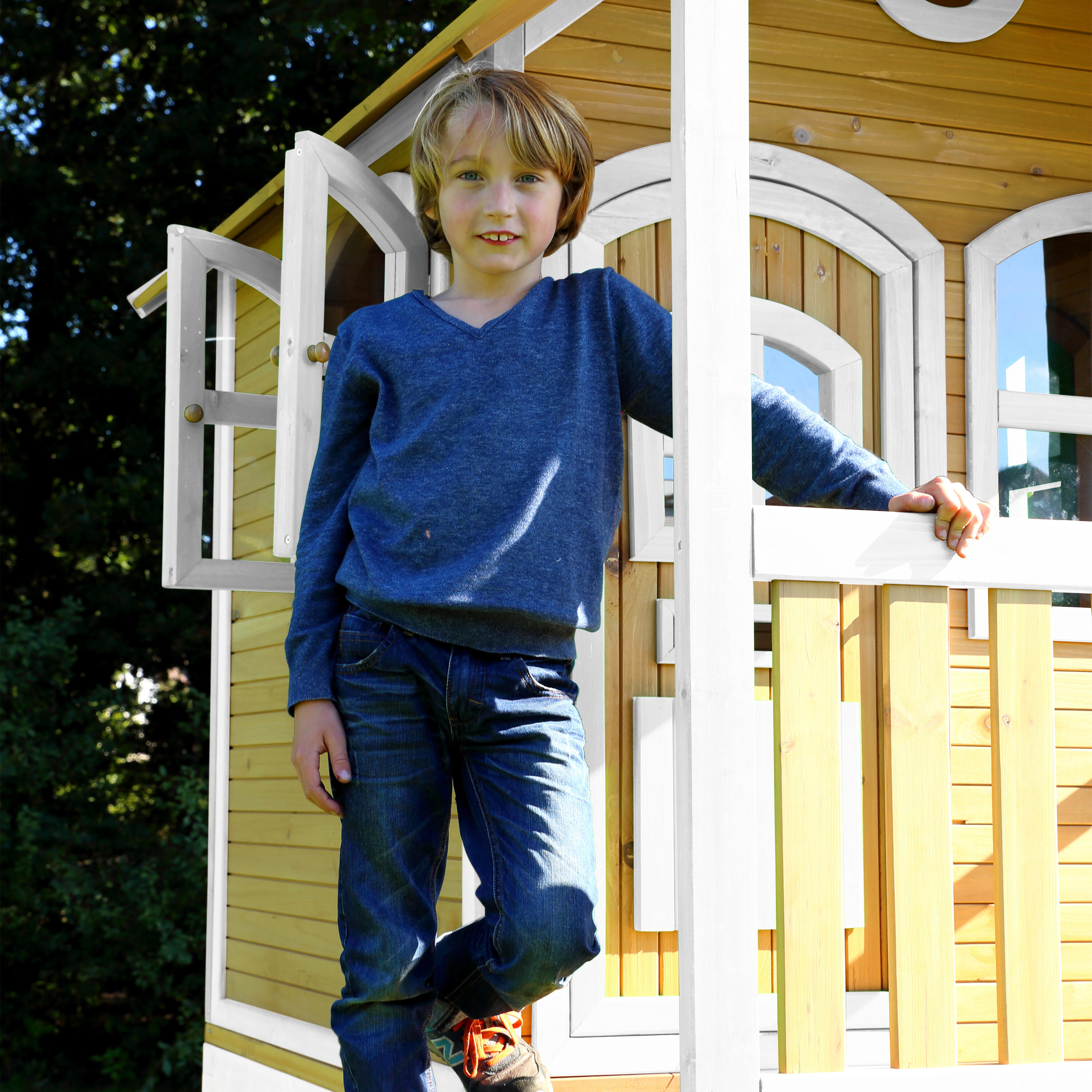 AXI STEF Bruin Wit Speelhuis met Blauwe Glijbaan 7/7