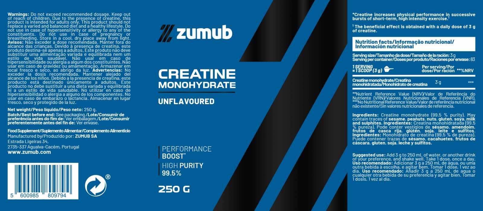 Zumub Creatina 250 g 2/2