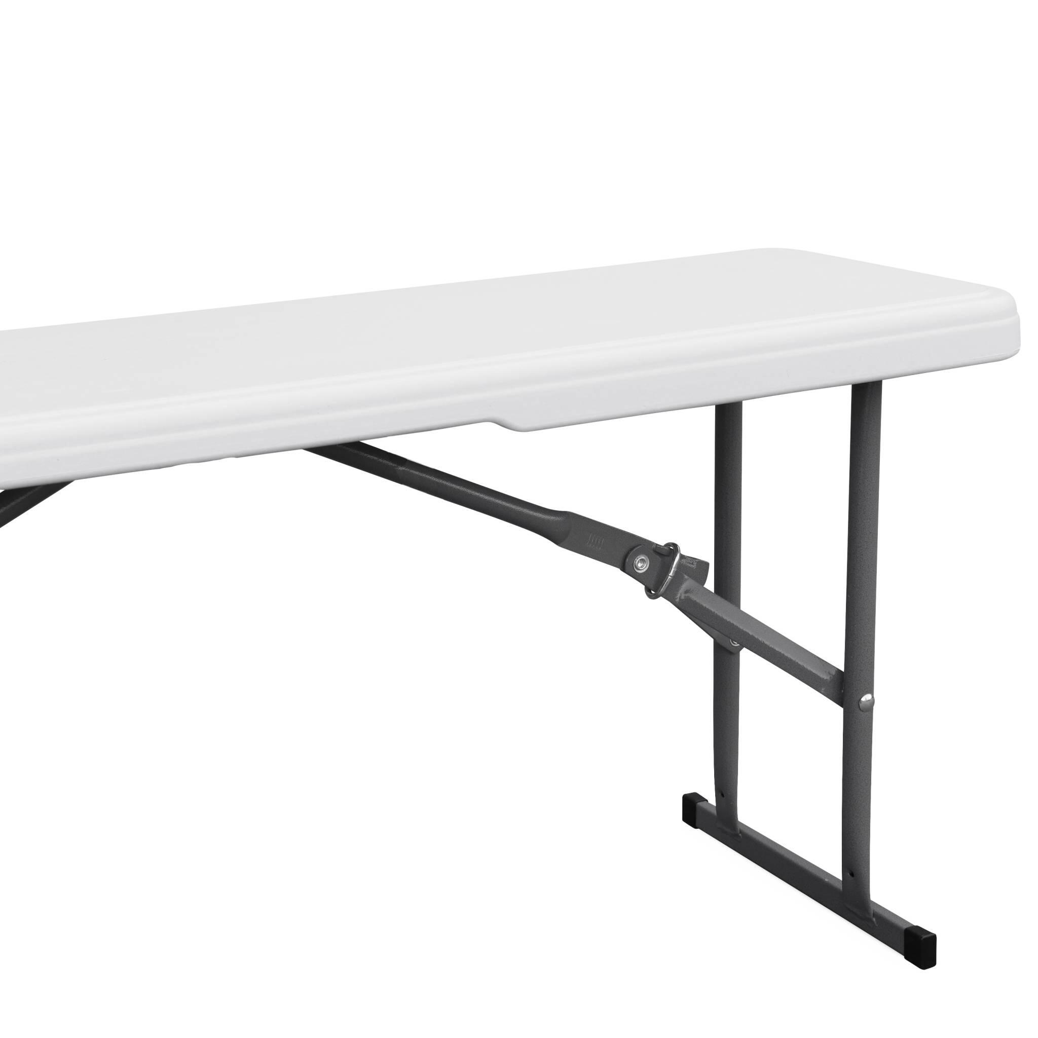 2er-Set weiße Partytische 180 cm mit je 2 Bänken klappbar aus Stahl und 5/5