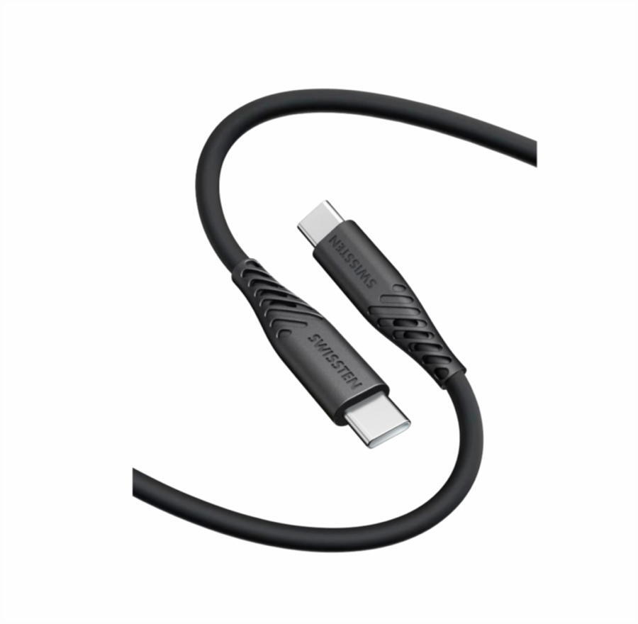 Cabo swissten soft silicone usb-c-usb-c 0.4m preto