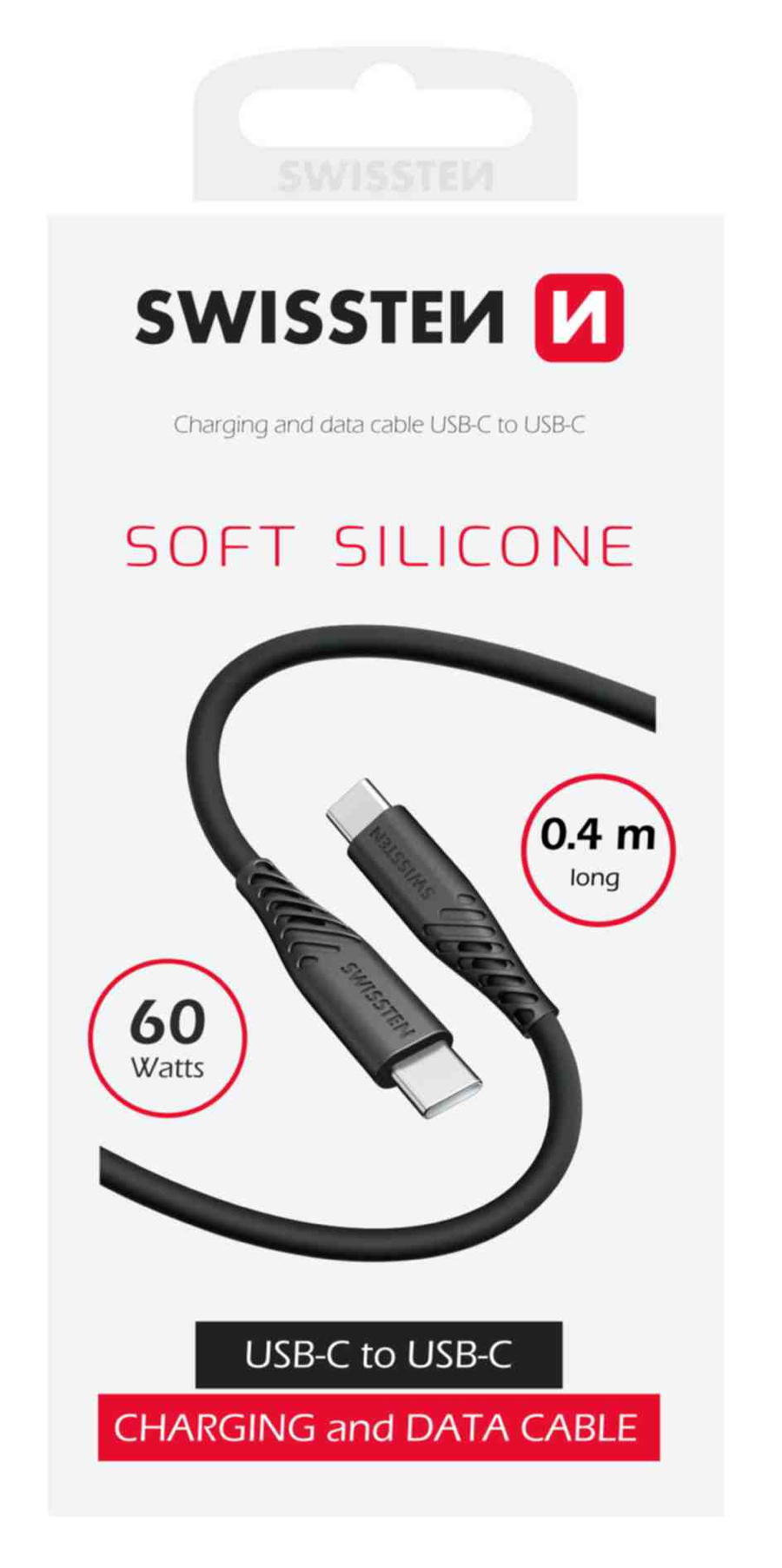 Cabo Swissten Soft Silicone USB-C-USB-C 0.4m preto 3/3