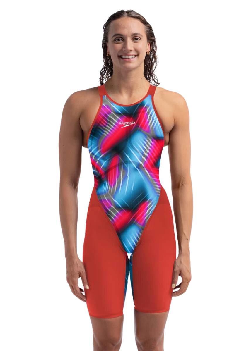 Speedo fastskin lzr pure valor 2.0 closedback kneeskin - vermelho / azul