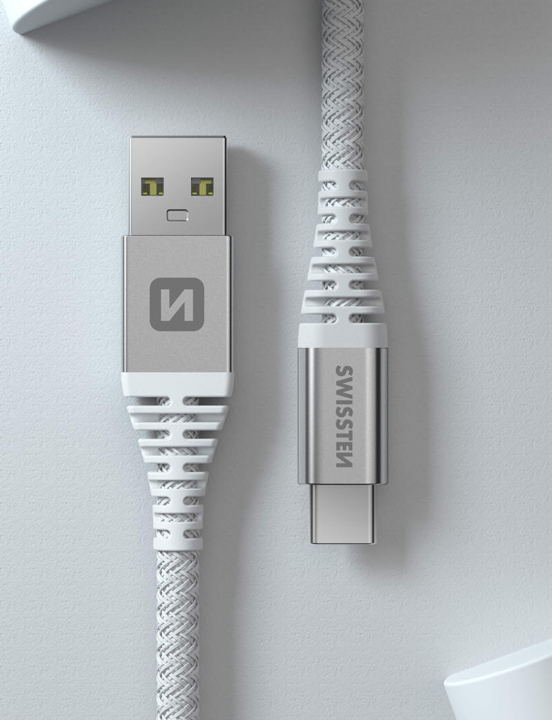 Cabo Swissten Kevlar USB-C - USB 1.5m branco 5/6