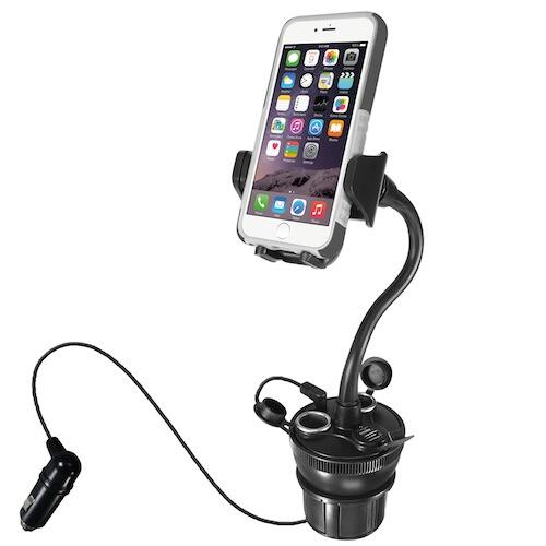 Suporte macally car cup holder mount w/ usb charger