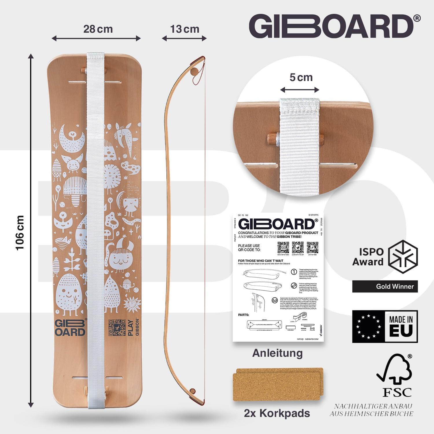 Planche d'equilibre slackline Giboard Play White brevetee, FSC - Blanc 2/7