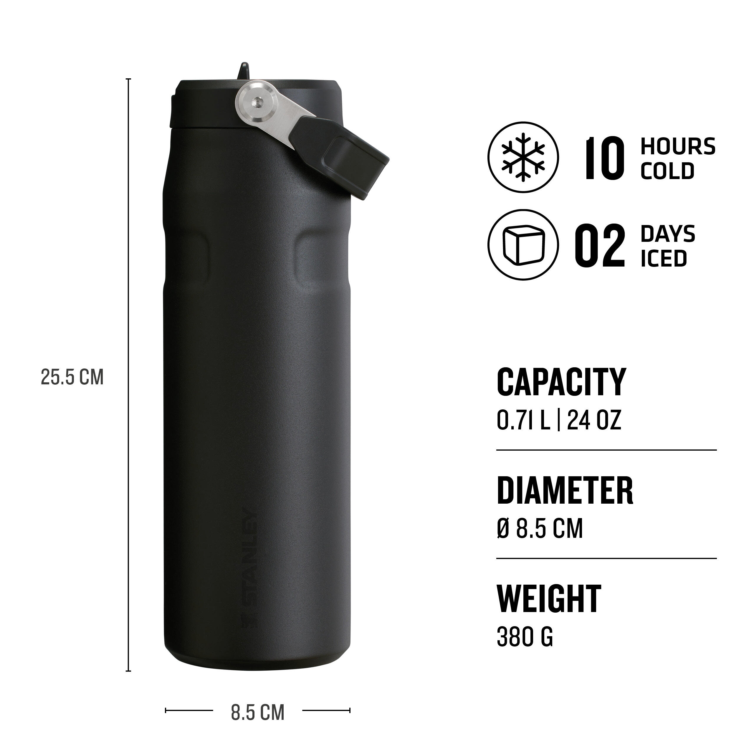 Borraccia Termica IceFlow™ Con Cannuccia 0,7L Bottiglia Acqua Inox - Fitness 2/7