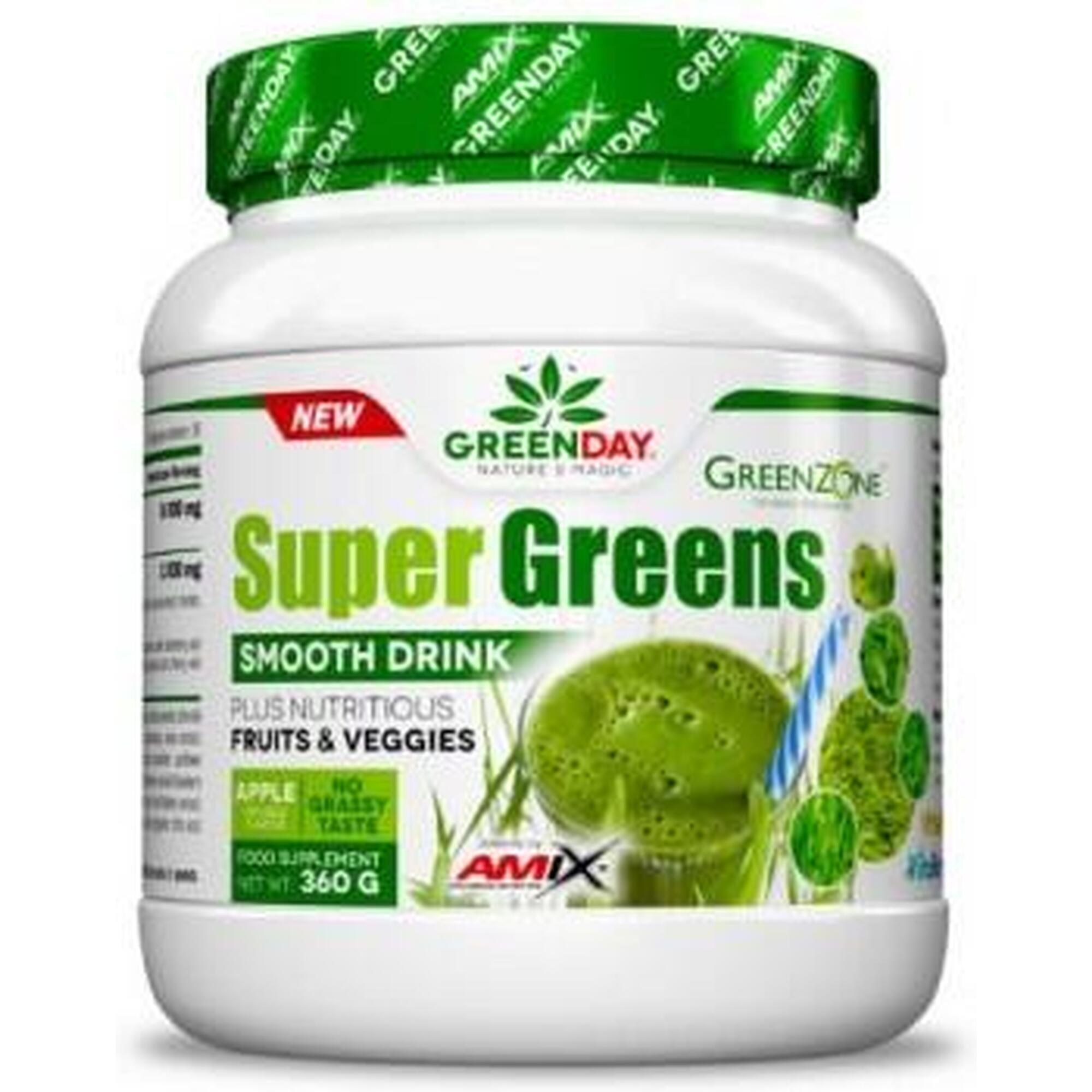 Super greens smooth drink - 360g Maçã Verde da Amix GreenDay Exclusivo Online      37,30€  Preço por quantidade 93,25€kg AMIX Super greens smooth drink - 360g Maçã Verde da Amix GreenDayVendido e expedido por: FitnessZone    