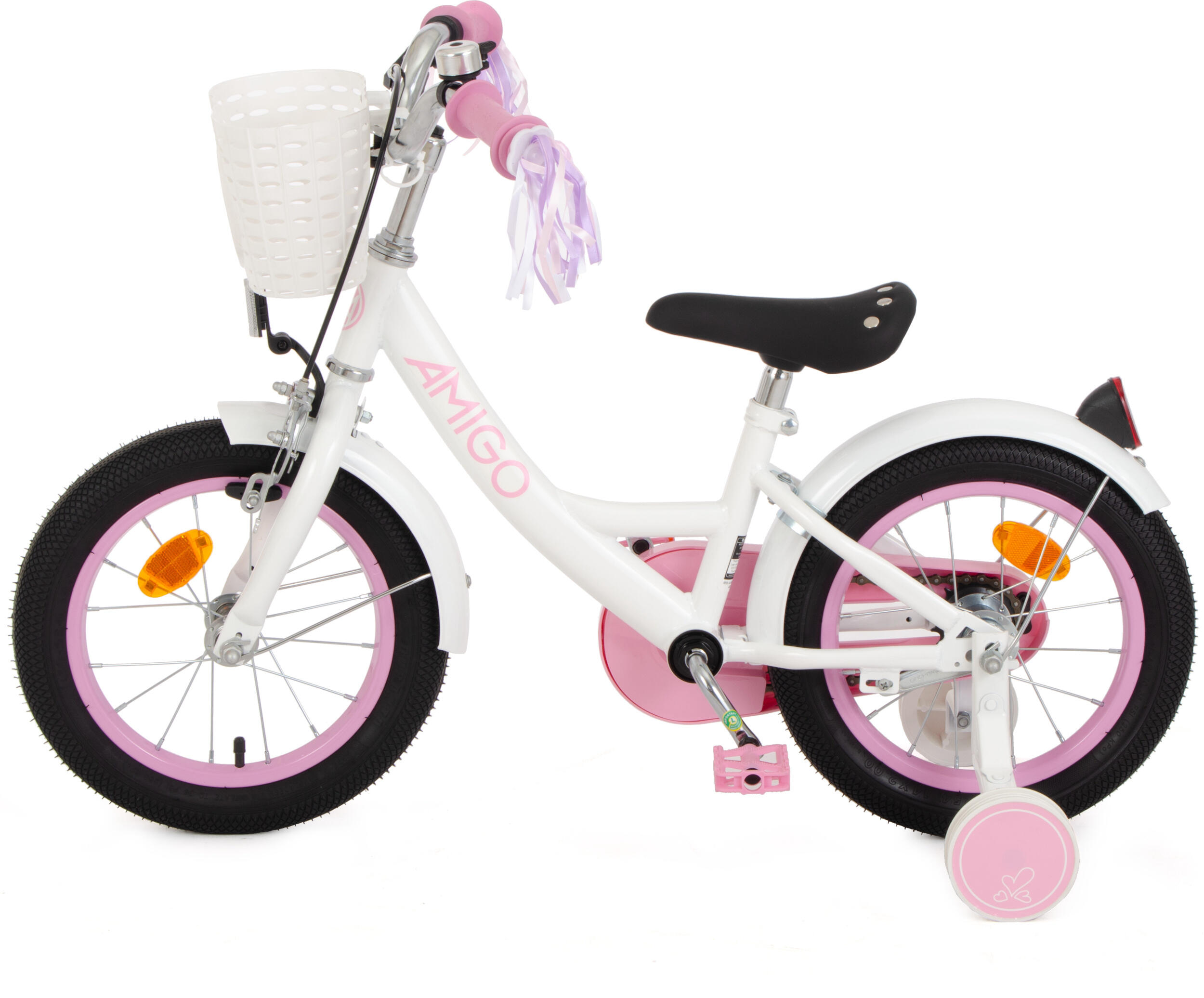 Perfect 14 Inch 22 cm Meisjes Terugtraprem Wit/Roze 5/7