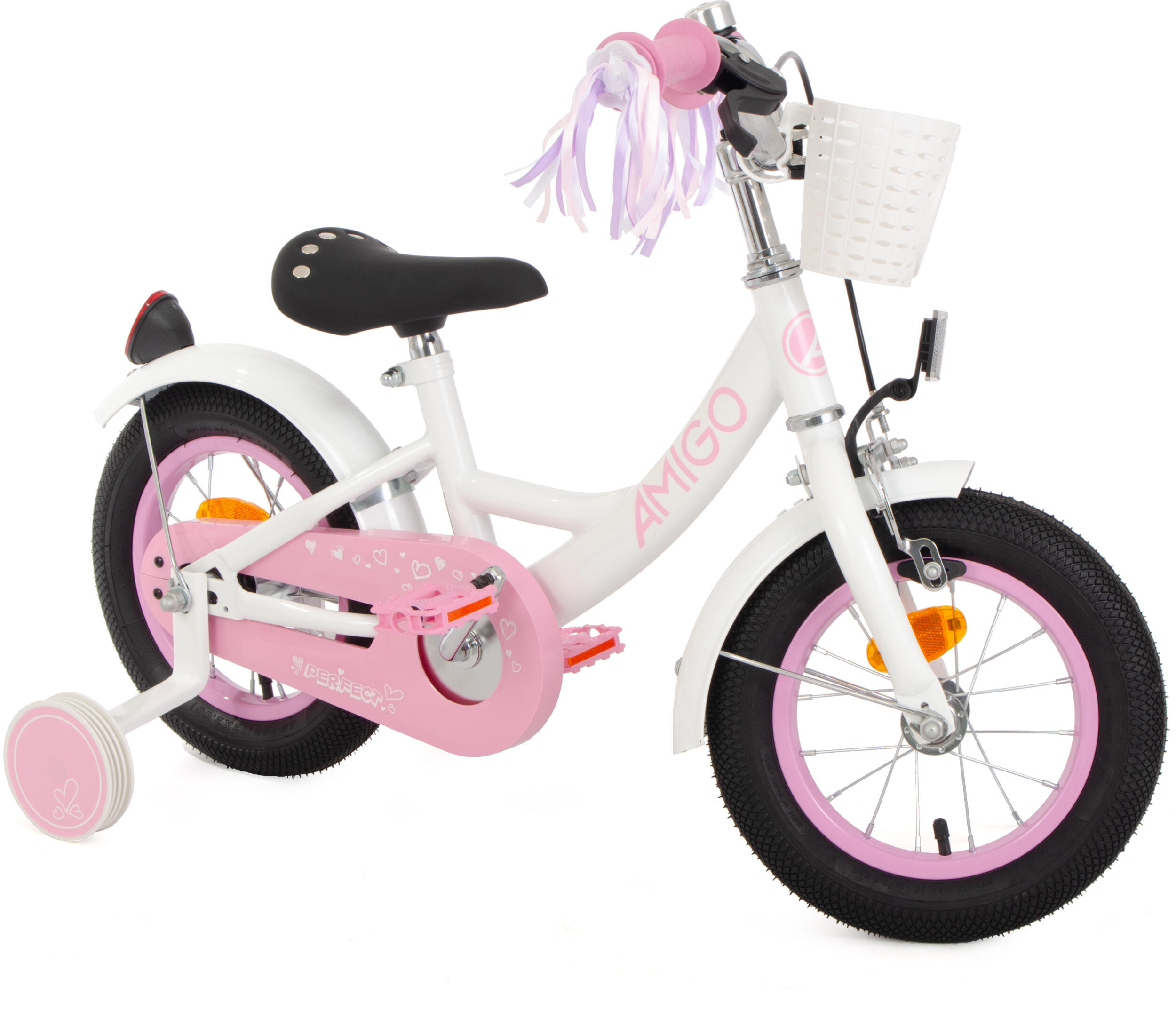 Perfect 12 Inch 21 cm Meisjes Terugtraprem Wit/Roze 6/7