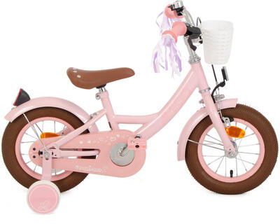Perfect 12 inch 21 cm meisjes terugtraprem wit/roze