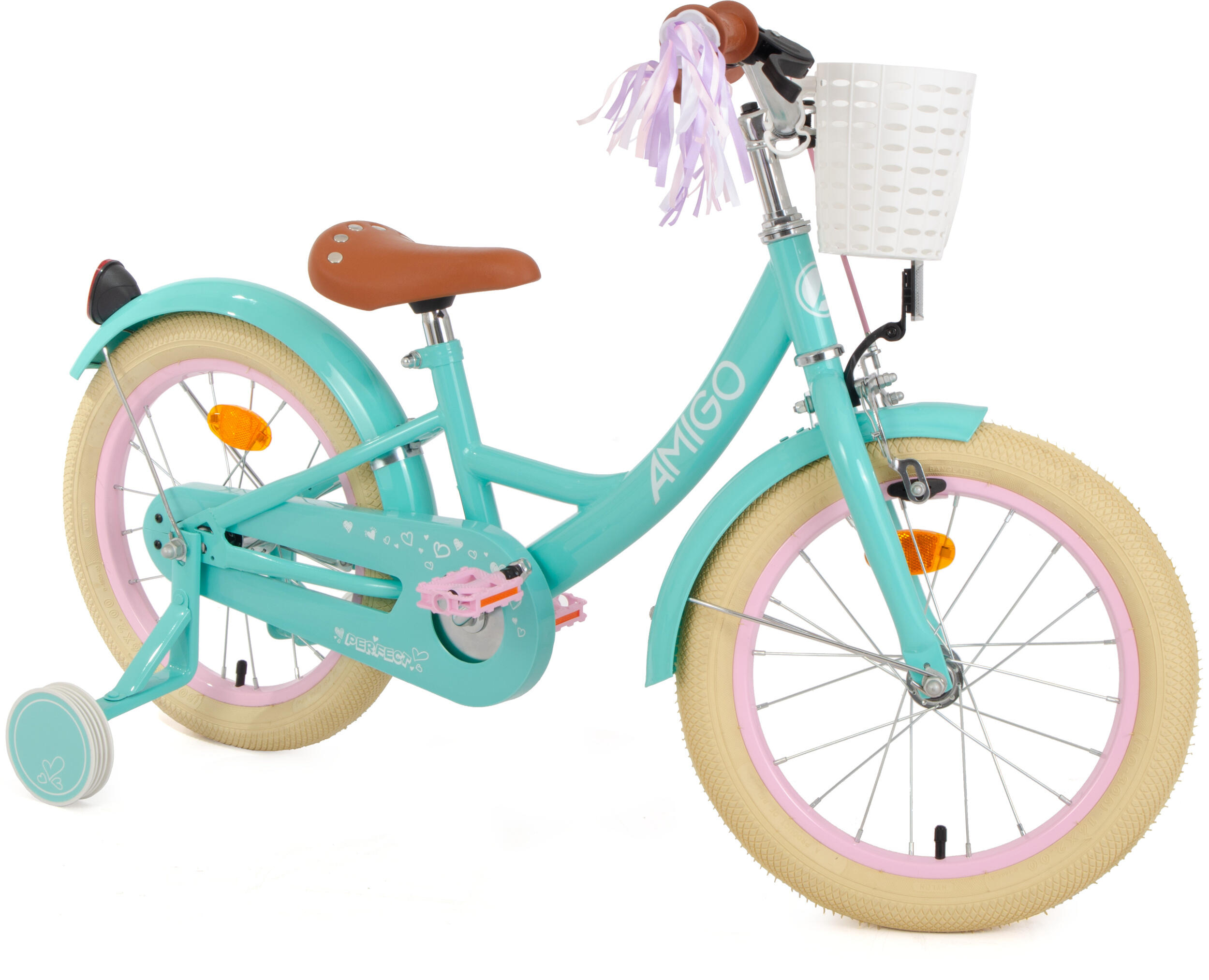 Perfect 16 Inch 23,5 cm Meisjes Terugtraprem Turquoise 6/7