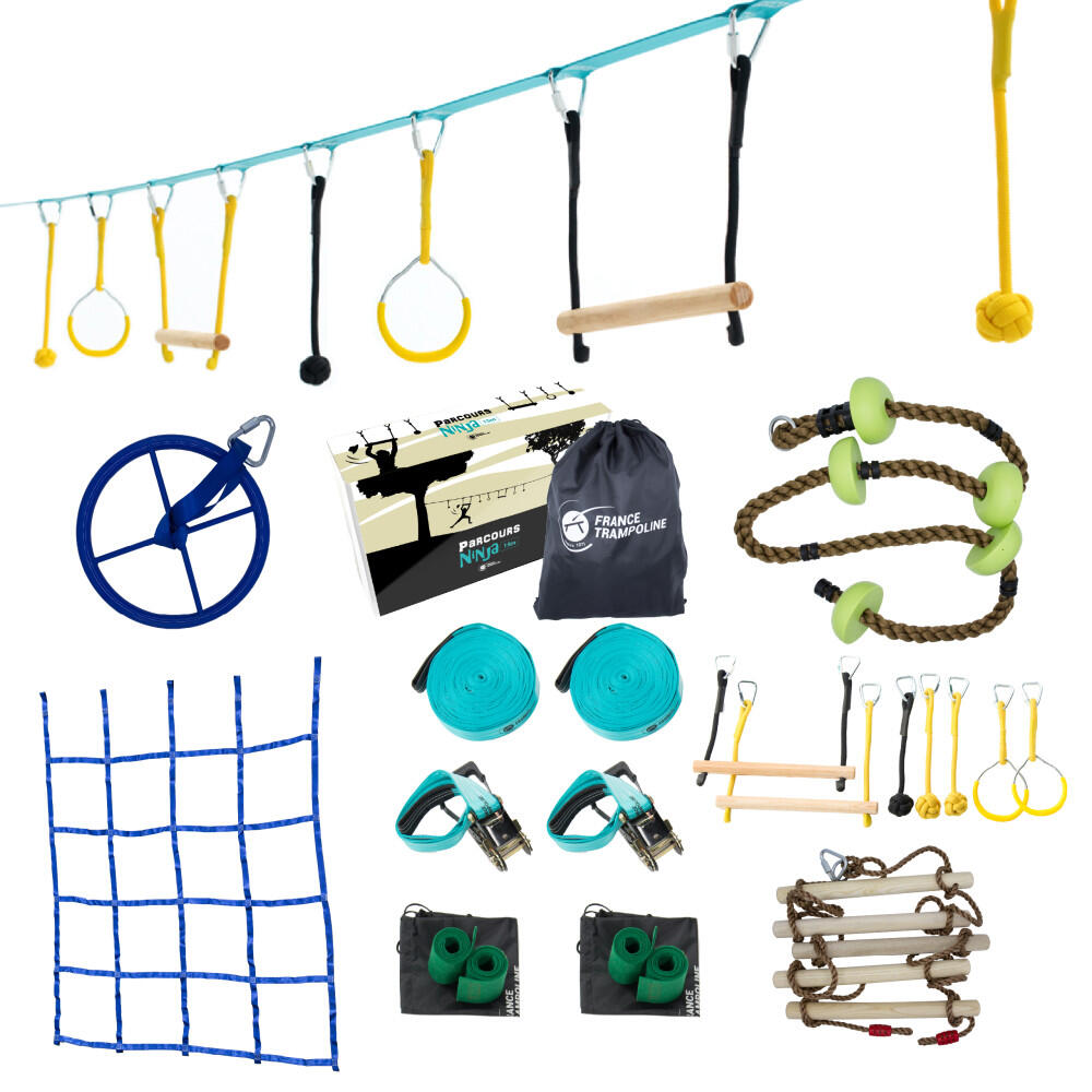 Pack Ninja Max - Parcours d'obstacles 2 Slacklines 15m + 14 Obstacles à franchir 6/8