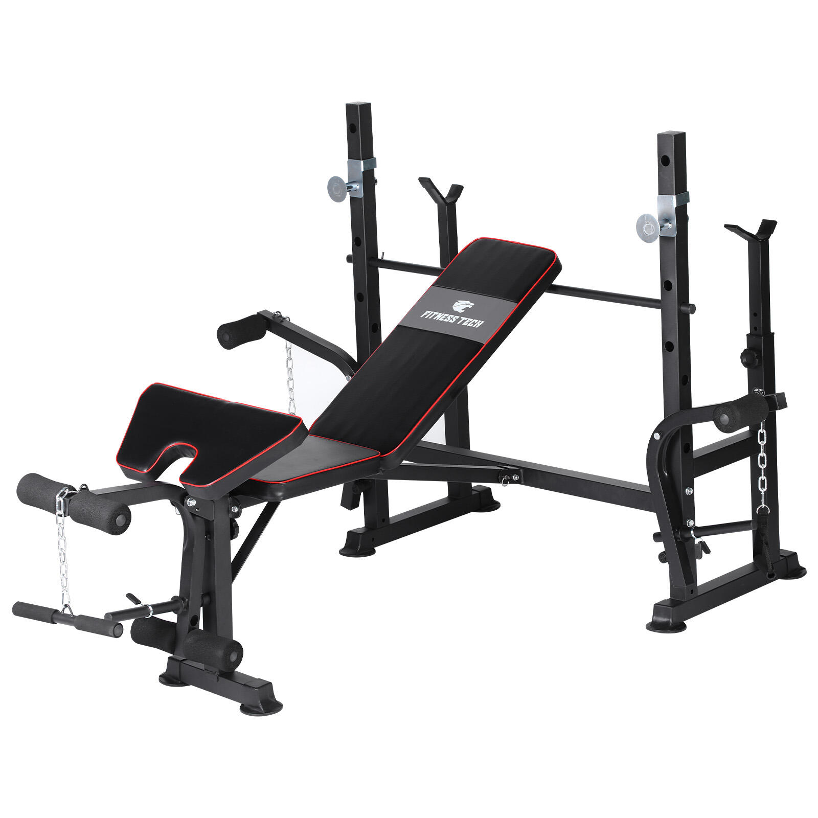 Banco Musculación Multiestación Press Banca Sentadillas Fitness Tech Reclinable 2/7