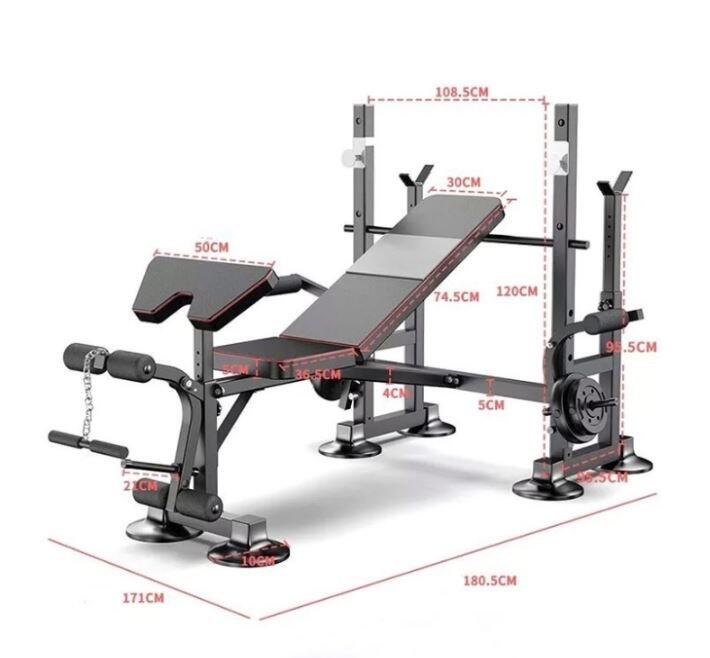 Banco Musculación Multiestación Press Banca Sentadillas Fitness Tech Reclinable 3/7