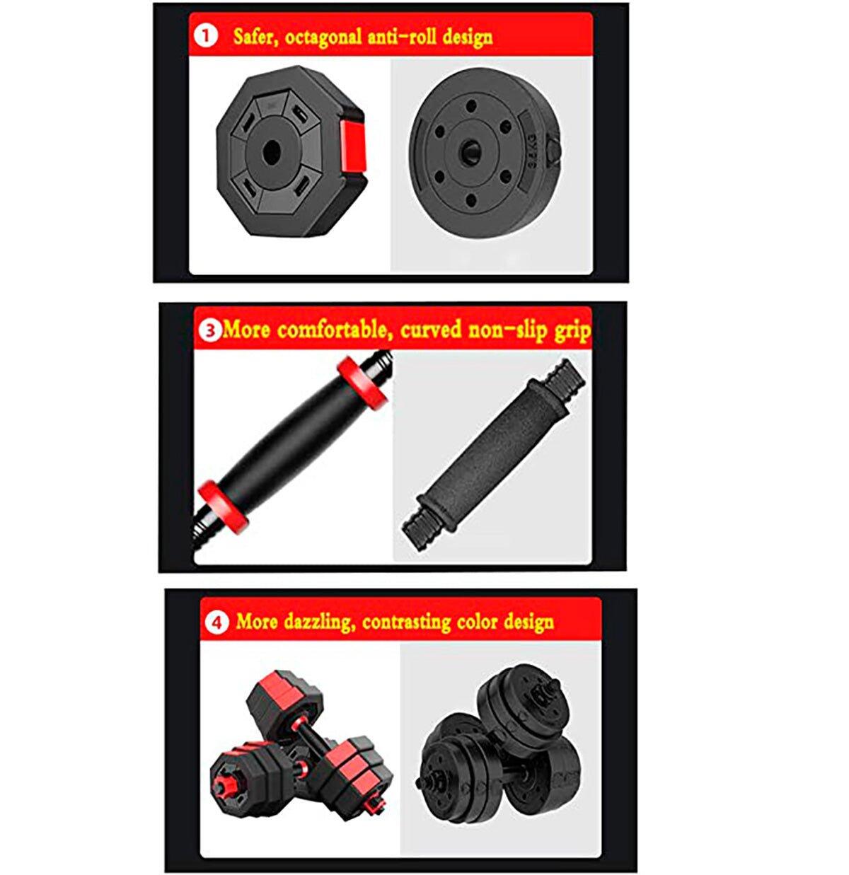 Conjunto de Halteres 2 em 1 Octogonal de 10kg Fitness Tech 4/5