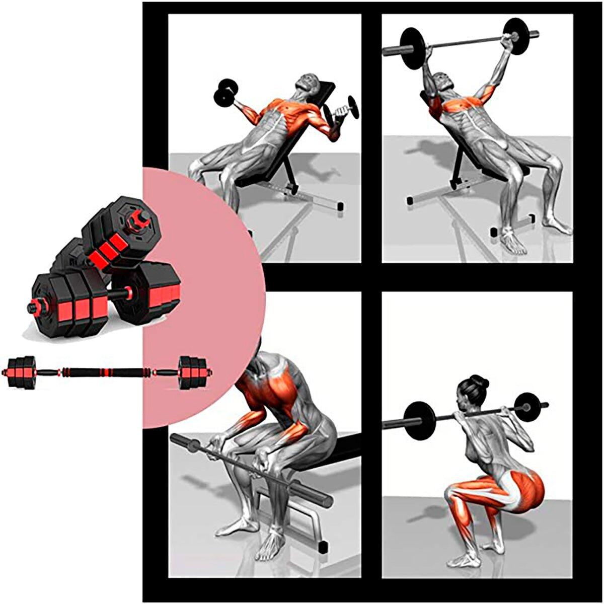 Conjunto de Halteres 2 em 1 Octogonal de 50kg Fitness Tech 3/5