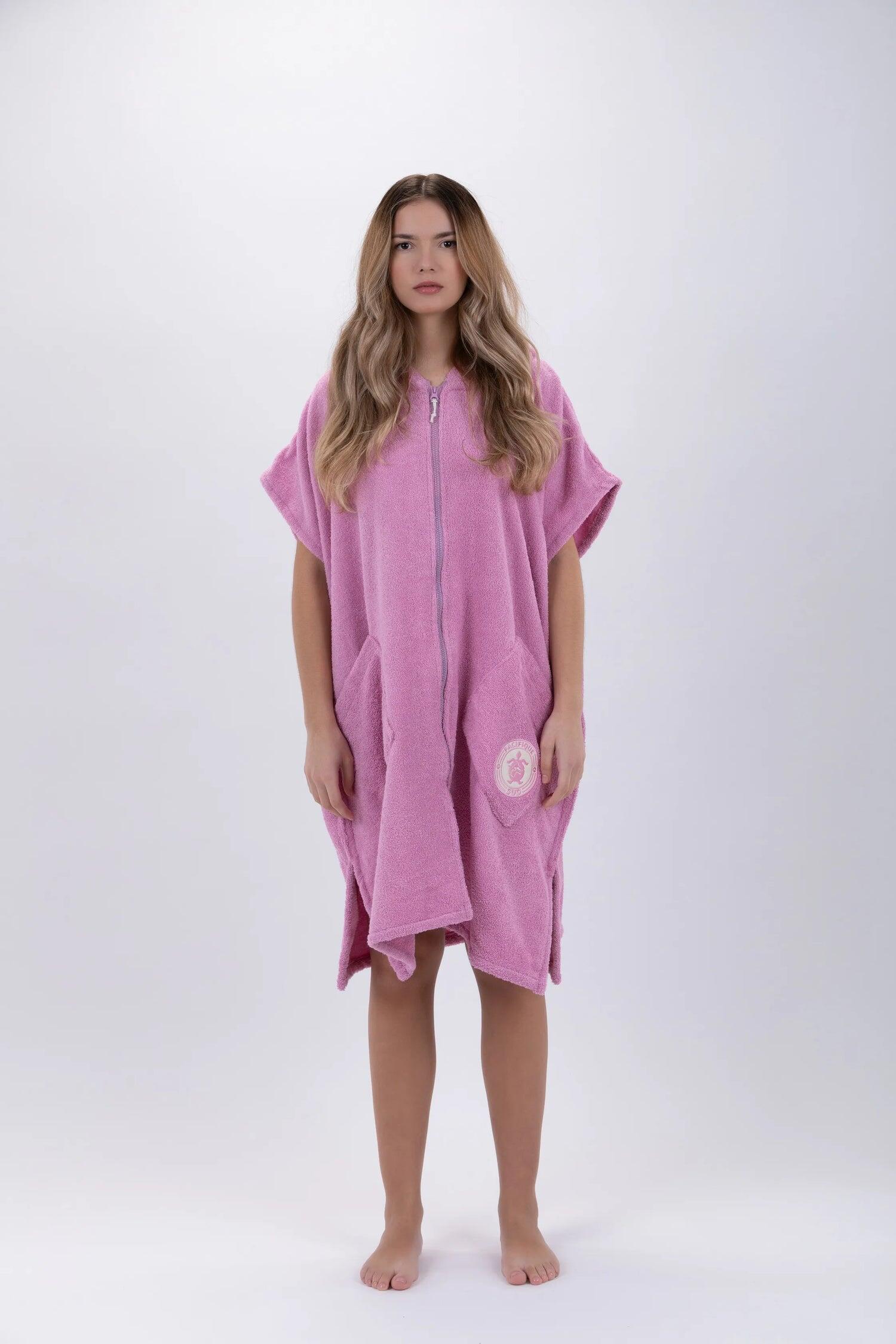 PACIFIQUE SUD Rose Surf Poncho - One Size - Katoen - Mouwloos - Met Rits