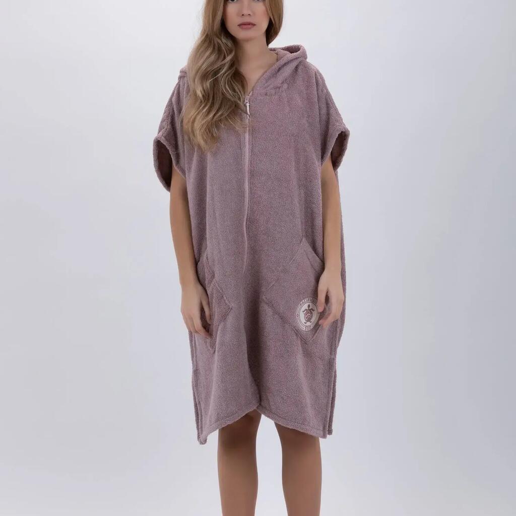 Brown Surf Poncho - One Size - Cotton - Sleeveless - With Zip
