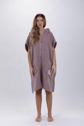 Poncho de surf Rose - Taille Unique - Coton - Sans Manches - Avec Zip