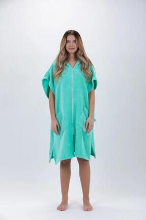 Poncho de surf vert - Taille unique - Coton - Sans manches - Avec zip