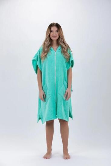 Poncho de surf vert - Taille unique - Coton - Sans manches - Avec zip