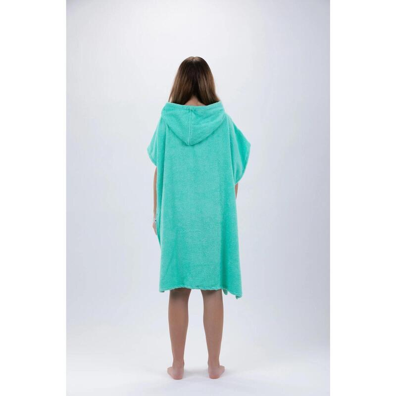 Poncho Surf Verde-Mărime Unică-Bumbac-Fără Mâneci-Cu Închidere cu Fermoar