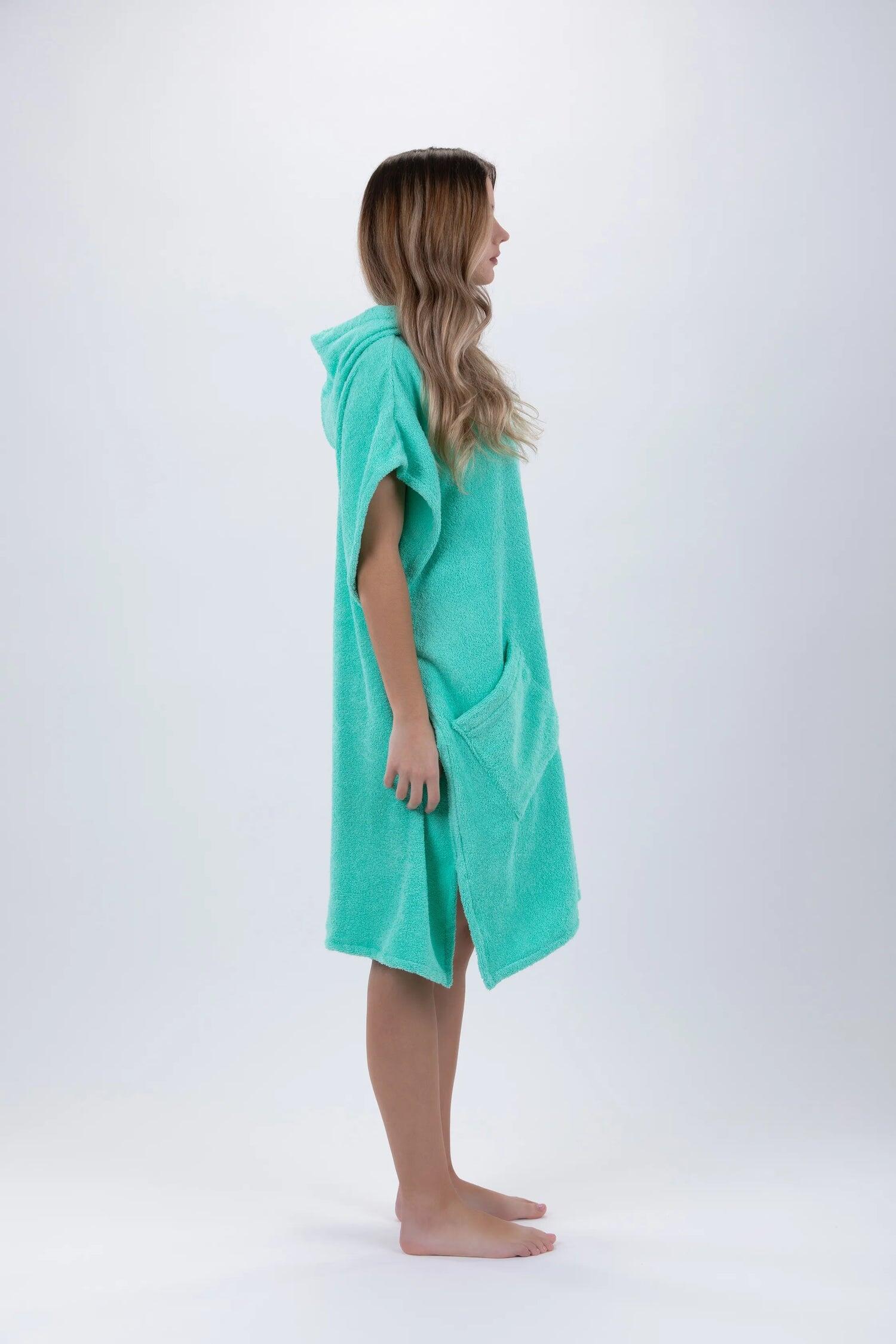 Poncho de surf vert - Taille unique - Coton - Sans manches - Avec zip 4/7