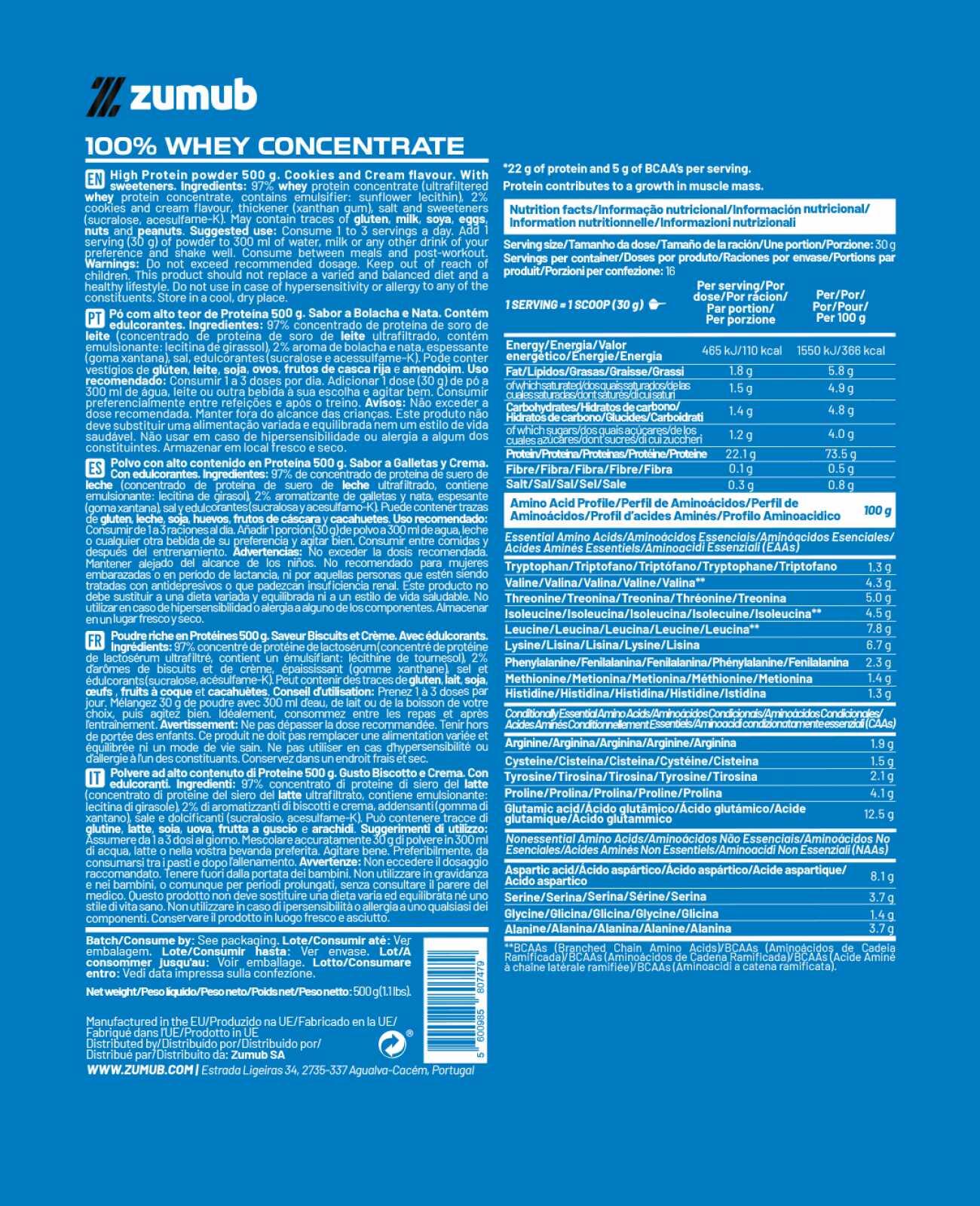 Zumub 100% Whey Concentrate 500g - Cookies&Cream 2/2