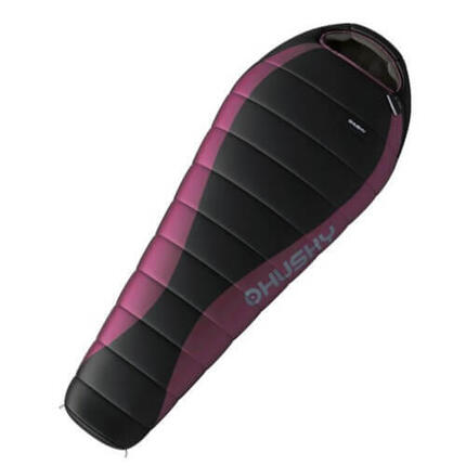 Sac de couchage momie pour femme, drapé -20°C, 200 x 80 cm - Noir/Violet