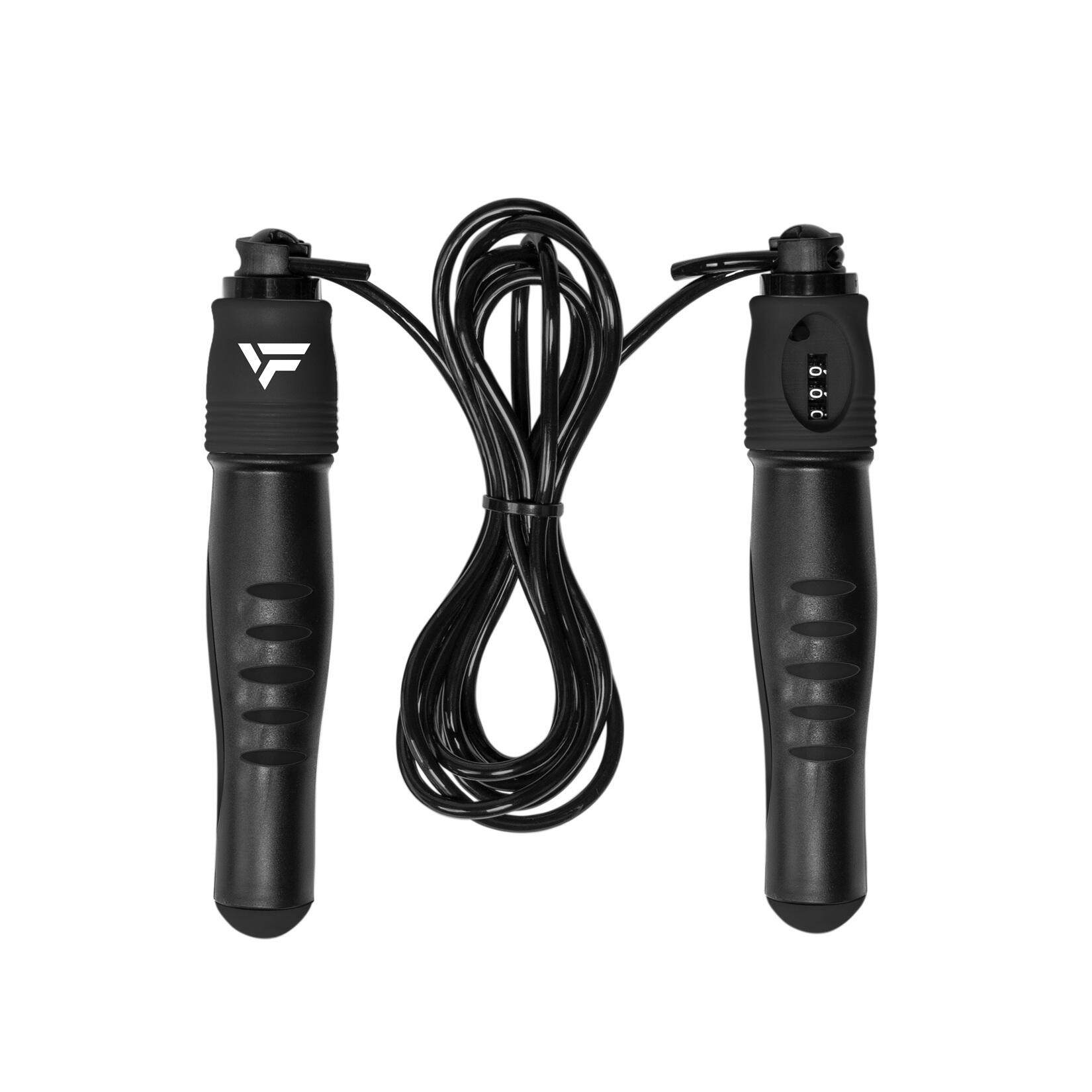 VIRTUFIT Verstellbares Springseil mit Zähler - Schwarz/Grau
